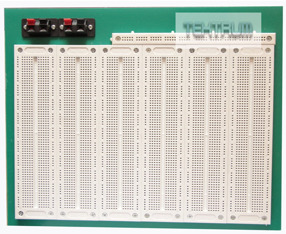 TEKTRUM EXTERNALLY POWERED SOLDERLESS 4660 TIE-POINTS EXPERIMENT PLUG-IN BREADBOARD AND 350 PIECES PRE-FORMED SOLID JUMPER WIRES FOR PROTO-TYPING CIRCUIT/ARDUINO