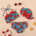 thumbnail image 2 of TAIAOJING Toddlers and Baby Girls' Swimsuit Bowknot Sunflower Watermelon Pineapple Print Ruffles Two Piece Swimwear Bikini With Hat Outfits Bathing Suit 6-12 Months, 2 of 7
