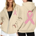 thumbnail image 2 of Breast Cancer Awareness Hoodie 2025 Long Sleeve Zip Up Hooded Sweatshirt with Pockets Pullover Hoodies for Women, 2 of 7