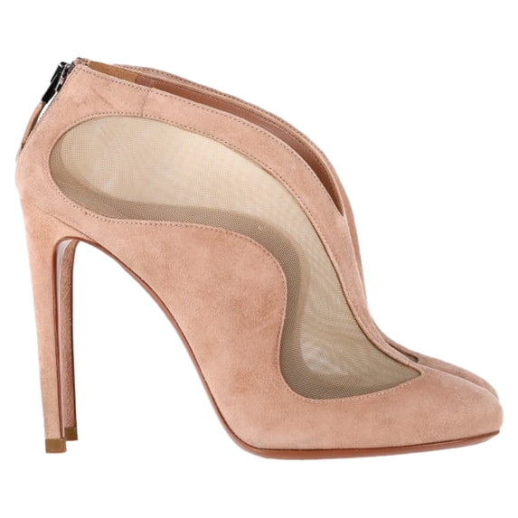 Pre-Owned Alaïa Azzedine Mesh Ankle Booties in Pink Suede