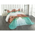 thumbnail image 3 of Ambesonne Venice Quilted Bedspread Set 3 Pcs, Water Canal Bridge Boat, Queen Size, Turquoise Cinnamon, 3 of 5