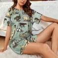 thumbnail image 4 of Fotbe Vintage Farm Animals Conjunto de Pijama Estampado para Mujer, 2 Piezas, Ropa de Dormir con Camiseta de Manga Corta y Shorts Suaves-XX-Large, 4 of 6