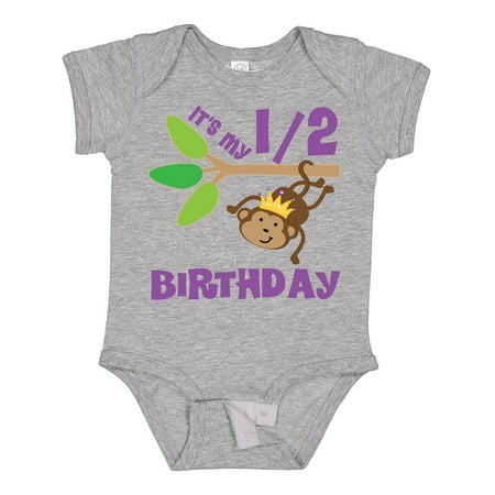 

Inktastic Half Birthday 6 Months Baby Monkey Gift Baby Boy or Baby Girl Bodysuit