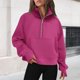 thumbnail image 3 of Sudadera Ropa de otoño con cuello alto y media cremallera para mujer Traje diario de color sólido (Rosa Rojo XL) Kuymtek Rosa roja T XL para Mujer, 3 of 5