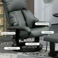 thumbnail image 6 of HOMCOM Massage Recliner Chair with Footstool, 360° Swivel Recliner, Gray, 6 of 10