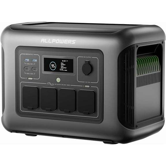 ALLPOWERS R1500 LITE Portable Power Station, 1600W AC Output & 1056Wh LiFePO4 Solar Generator for Home Backup, Off-Grid, RV Camping