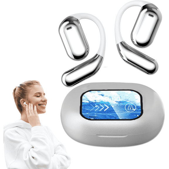 2026 New AI Translation Earbuds Real Time, Wireless Bluetooth Language Translator Device with 128  Languages, Ear-Hook Design, Low Latency, Offline & Noise Canceling for Travel Business (White)