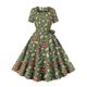 thumbnail image 1 of Vestido de fiesta adelgazante de manga corta con cuello cuadrado, estampado navideño, informal y elegante, hasta la rodilla, Carnaval para mujer, 1 of 5