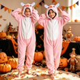 thumbnail image 2 of Ruyang Kids Plush Hooded Jumpsuit Cute Animal Long Sleeve Onesie with Animal Horn Toddler Boys Girls Fall Warm Loungewear, 2 of 4