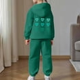 thumbnail image 4 of BUWTTED Girls Activewear Jogger Sets - 2 Piece Heart Print Graphic Pullover Hoodie Sweatshirt Sweatpants Sweatsuit Outfits Dark Green 10-11 Y, 4 of 7