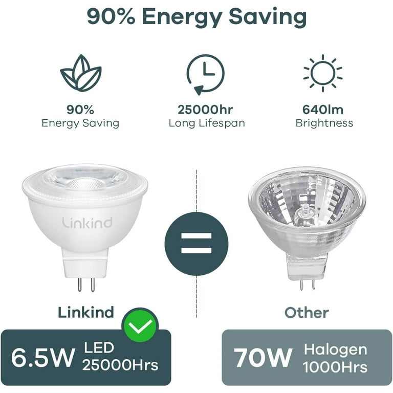MR16 Halogen Bulb 35W Dimmable 12V GU5.3 Bi Pin Base Spotlight with Long  Lifespan, 2700K Warm White MR16 Bulbs with Clear Glass Cover for Landscape