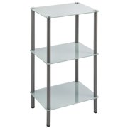 mDesign Home Floor Storage Rectangular Tower, 3 Tier Open Glass Shelves - Compact Shelving Display Unit - Multi-Use Home Organizer for Bath, Office, Bedroom, Living Room - Graphite Gray/Gray