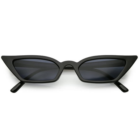 Women's Thin Extreme Cat Eye Sunglasses Rectangle Lens 47mm (Black / Smoke)