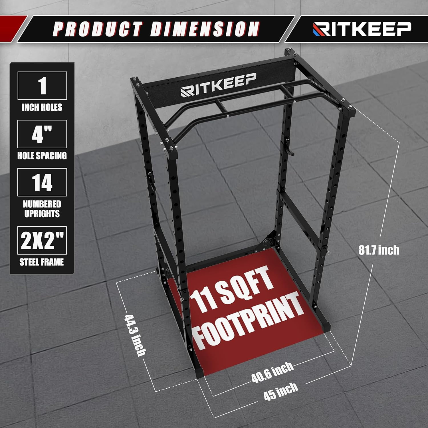 RitKeep Fitness Multi-Function Power Cage with Adjustable Bench for Strength Training