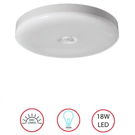 

Round 12 Inch Motion Sensor LED Ceiling Light Flush Mount Fixture 6500K Daylight 1800lm 18W