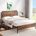 thumbnail image 2 of Yesfashion Queen Size Bed Frame with Wooden Headboard, Platform Bed Frame with Safe Rounded Corners, Strong Metal Slats Support, Mattress Foundation, Noise-Free, No Box Spring Needed, Retro Brown, 2 of 7