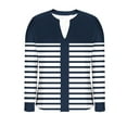 thumbnail image 5 of YueHuiYing Women's Navy Polka Dot Patchwork Striped T-Shirt - Round Neck Long Sleeve Loose-Fit Slimming Casual Top, 5 of 6