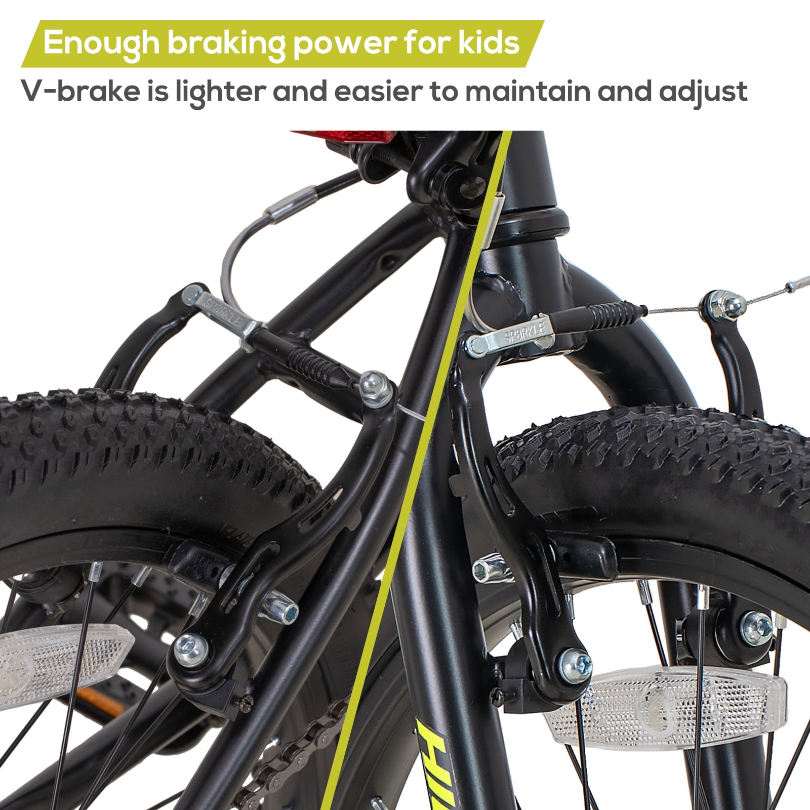 Hiland 20 inch Kids Mountain Bike for Girls Boys with Dual Handbrakes Kickstand, Black