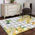 thumbnail image 4 of Spring Forsythia Flowers 3'x5' Washable Rug, Yellow Floral Hummingbird Gray Plaid Non-Slip Area Rugs for Entryway Kitchen Classroom, StainResistant Dorm Throw Carpet, Low Pile Soft Indoor Floor Mat, 4 of 9