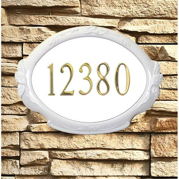 Floral Address Plaque - White