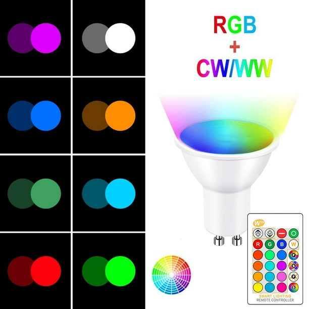 Rosnek Energy Saving RGBW/RGBWW GU10 Light Bulbs 5 Watts Remote Control Colour Changing Cup Bulbs Dimmable 16 Colors 5W Spot Light Bulbs,1/2/4Pack - Walmart.com