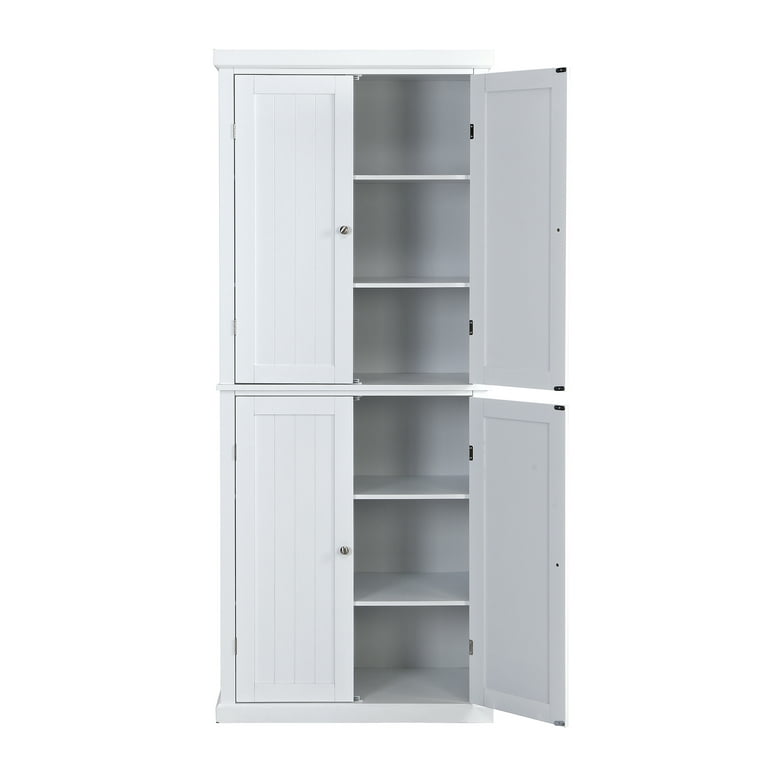  Overstock Freestanding Tall Kitchen Pantry, 72.4 Minimalist Kitchen  Storage Cabinet Organizer with 4 Doors and Adjustable Shelves, White Gray :  Home & Kitchen