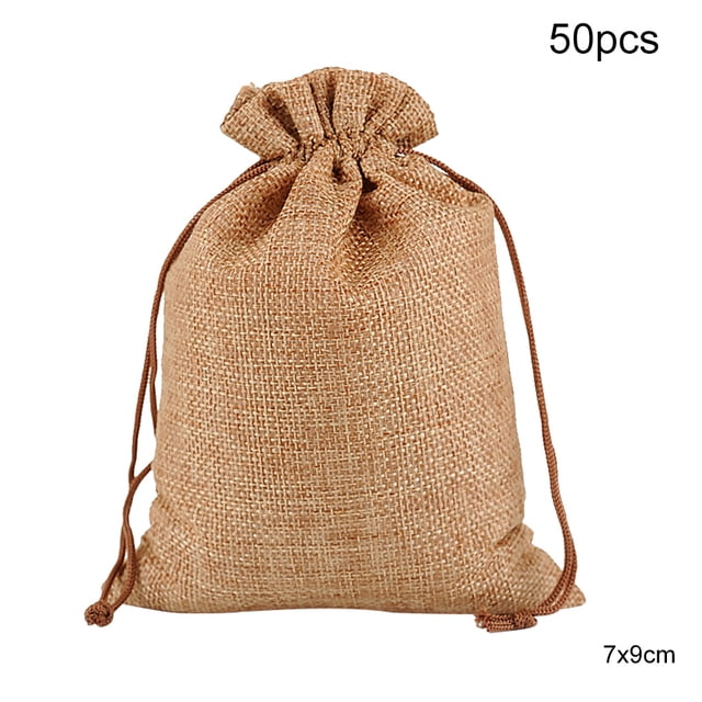 Toystoory 50 Uds. Bolsa de lino con cordón organizador de joyas bolsa de almacenamiento de té portátil para el hogar Almacenamiento y organización del hogar C 7x9cm Toystoory HA5722-03