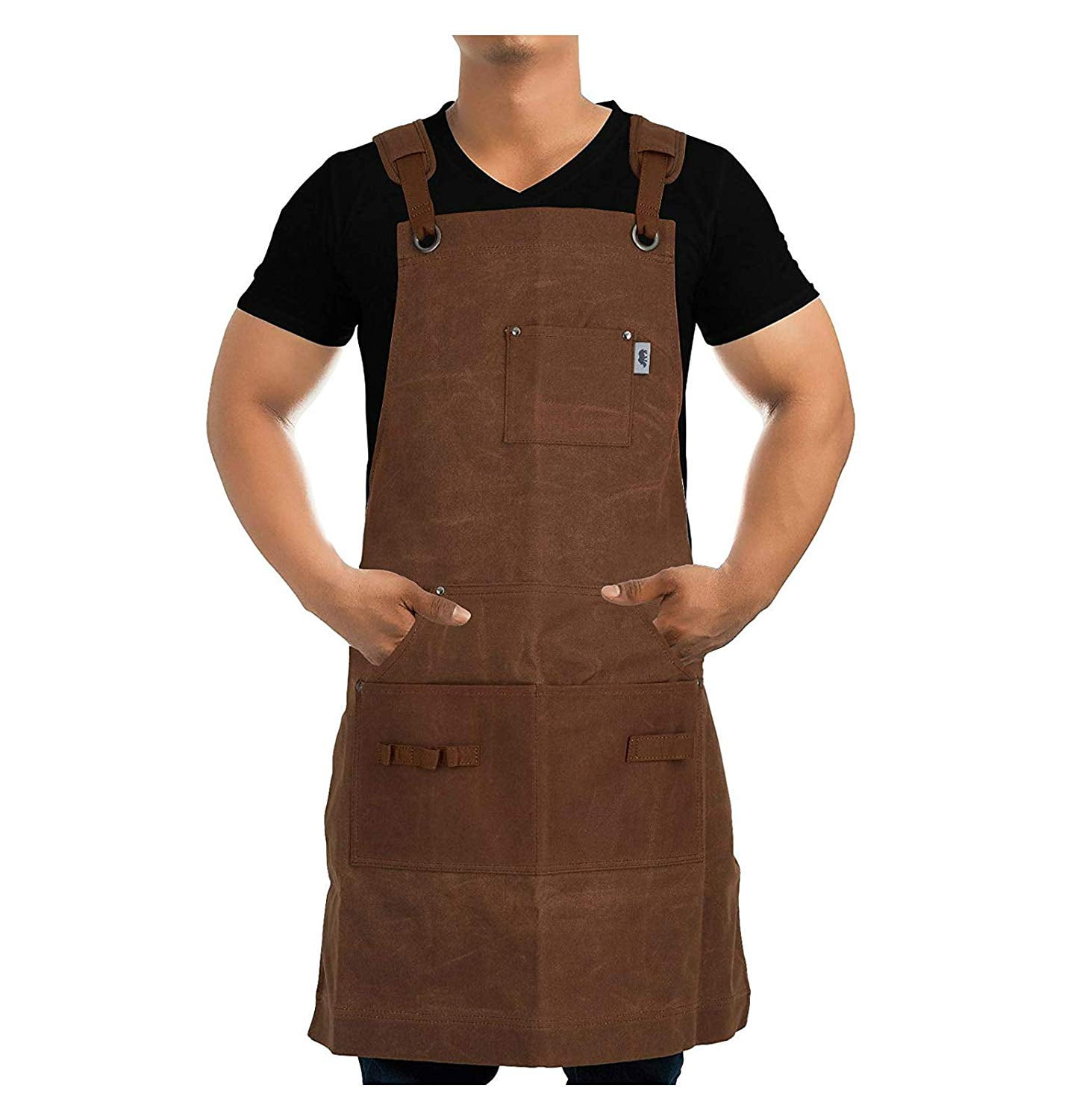 Shop Apron Waterproof Waxed Canvas Work Apron with Pockets Fully Adjustable to Comfortably Fit Men and Women Size S to XXL Tough Tool Apron to Give Protection and Last a Lifetime