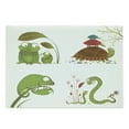 thumbnail image 1 of Reptile Cutting Board, Reptile Family Colorful Snake Frog Ninja Turtles Love Mother Family Theme, Decorative Tempered Glass Cutting and Serving Board, Large Size, Green Brown Red, by Ambesonne, 1 of 1