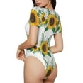 thumbnail image 3 of Naloa Sunflowers (2) Women's Short-Sleeved Onesie, One-Piece Swimsuit for Parties, dates, clubs - Small, 3 of 9
