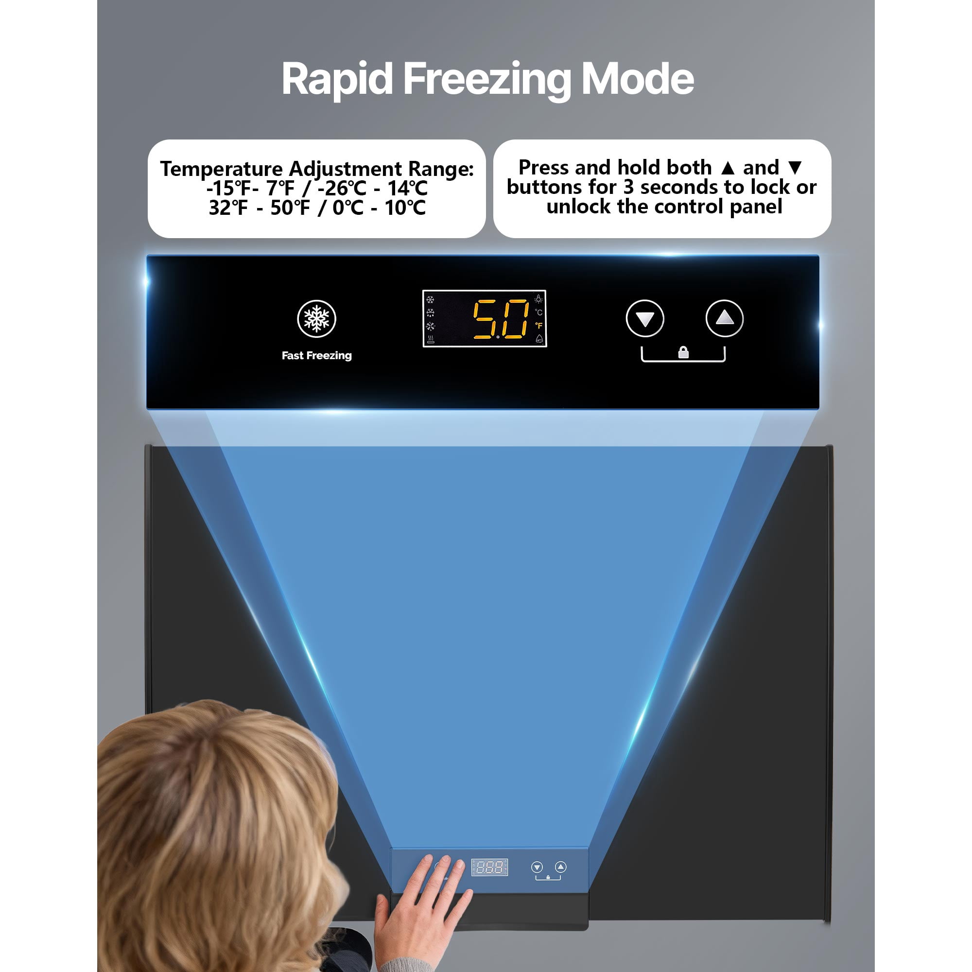 KFFKFF 5 Cu.ft Chest Freezer, Compact Deep Freezer with Top-Opening Door, Includes 2 Removable Baskets, Adjustable Temperature Control, Energy Efficient, Quiet Operation, Suitable for Garage Use