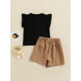 thumbnail image 5 of Sunisery 2Pcs Summer Kids Baby Girls Clothes Letter Print Sleeveless T-shirt+Bow Irregular Shorts Outfits Black 3-4 Years, 5 of 9
