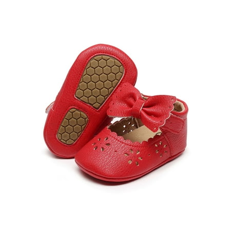 

Lacyhop Toddler Mary Jane Soft Sole Flats Magic Tape Princess Shoe Wedding Comfort Dress Shoes Cute First Walker Loafers Red 4C