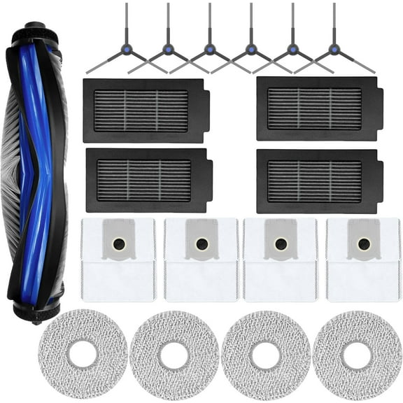T50 Replacement Parts for ECOVACS DEEBOT T50 Series T50 PRO/T50 Max Vacuum and Mop Accessories Kit, includes V-shaped brush, Mop pads, Hepa Filters, Dust Bags, and Side Brushs