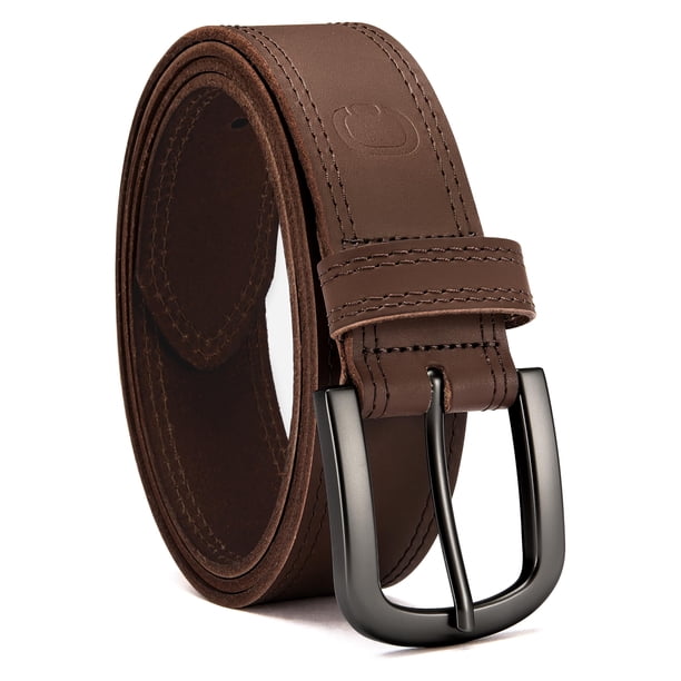 Cinturón de piel CHAOREN para hombre, cuero de plena flor, casual, marrón