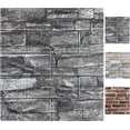 thumbnail image 3 of Paneles de pared 3D, papel pintado de ladrillo 3D de espuma despegable y pegado, panel de pared de piedra sintética, papel pintado autoadhesivo (20 unidades, color roca), 3 of 5