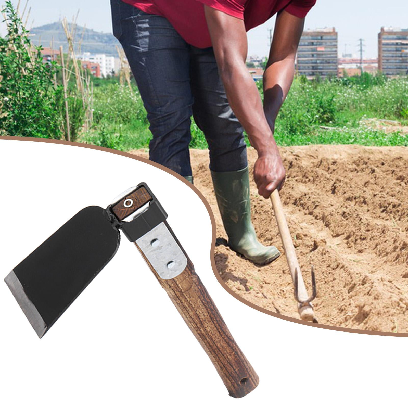 Miulika Garden Hoe Garden Tool Carbon Steel Sturdy Wood Handle Hand Tiller Hand Tool for Yard Tilling Planting Loosening Soil Weeding