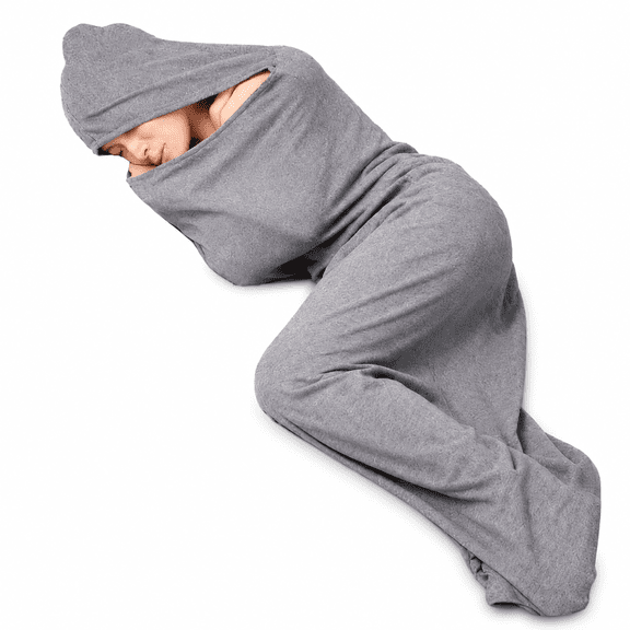 Hooded Wearable Sleep Blanket, Soft Fleece Sleeping Pod Blanket for Adults, Full Body Cozy Blanket with Hood for Bed, Sofa, Travel and Home Use