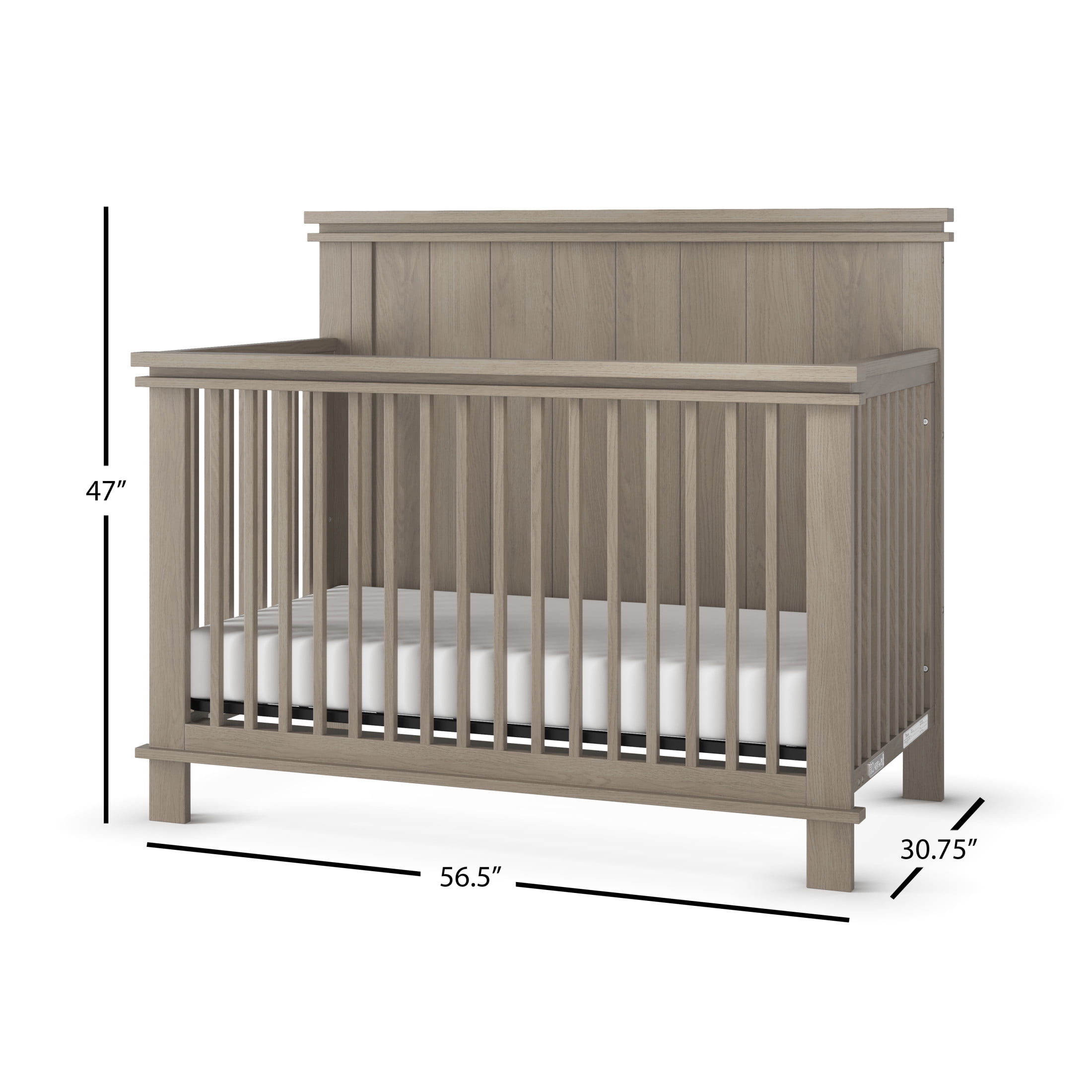 Child Craft Denman 4-in-1 Convertible Crib, Craftsman Panel Design, 2 Mattress Heights, Crescent Gray