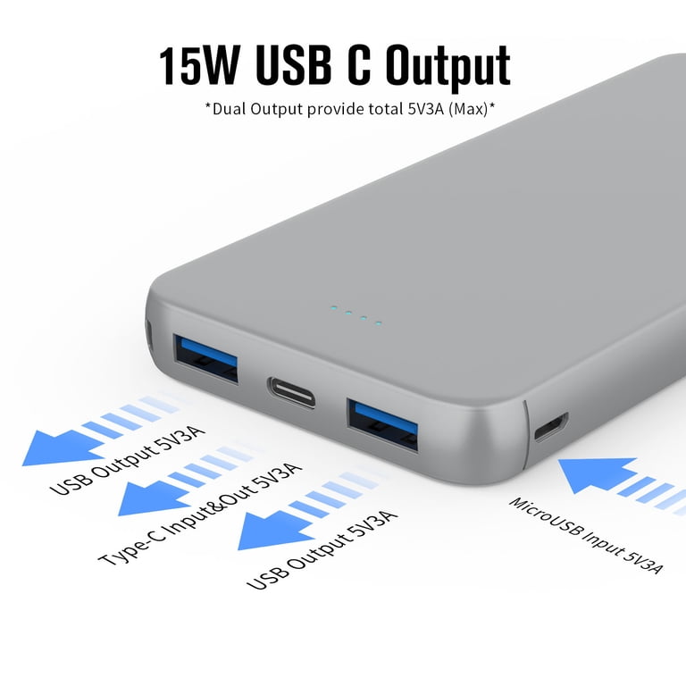 Portable Charger Power Bank, 15W Fast Charging 10000mAh External