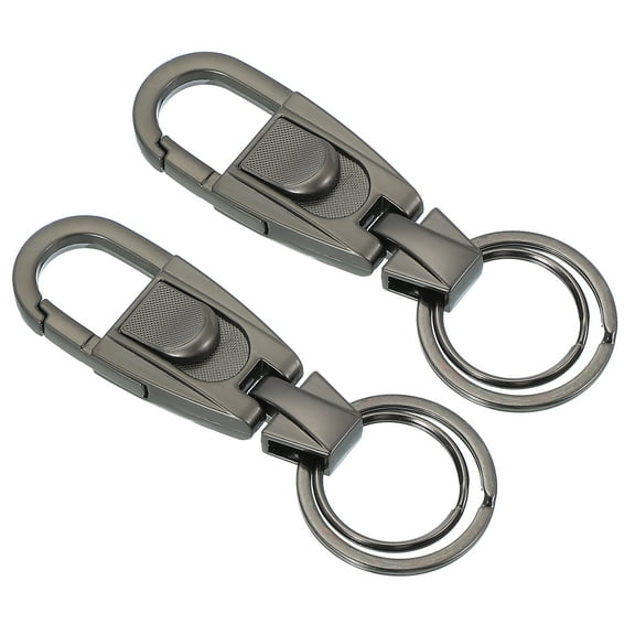 Uxcell Car Key Chain, Detachable Keychain Stainless Steel Buckle Keys Holder with 2 Rings (Dark Gray, Pack of 2)