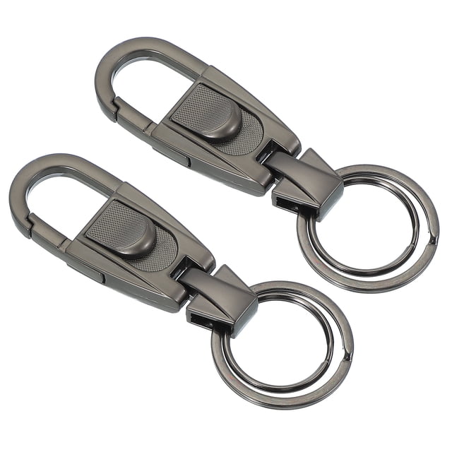 Cadena de llaves Uxcell, llavero desmontable con hebilla de acero inoxidable, soporte para llaves con 2 anillos (gris oscuro, paquete de 2)