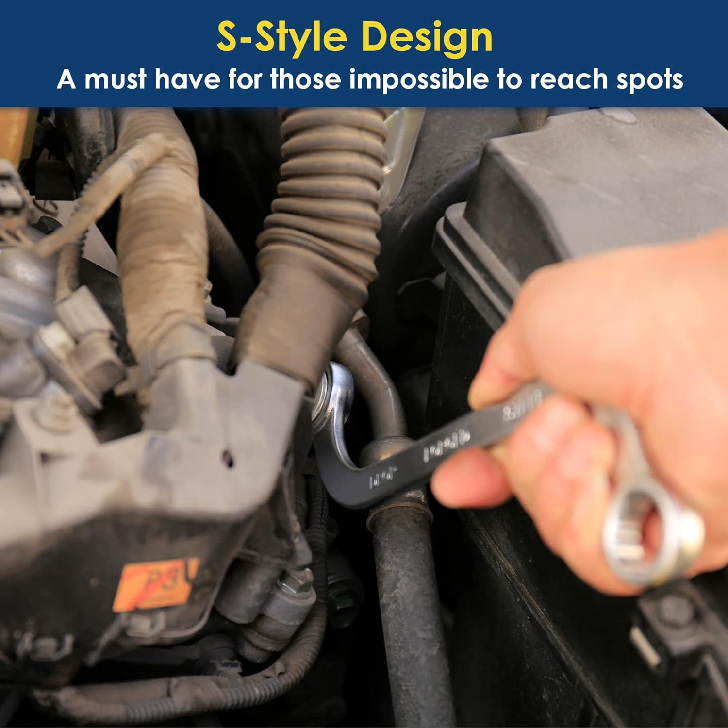 S-Type Box End Wrench Set, Metric, 5-Piece, 10x11mm to 18x19mm, CR-V Steel, with Rolling Pouch