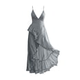 thumbnail image 5 of ClodeEU Women's Spaghetti Strap Irregular Ruffle Hem Boho Maxi Dress,Asymmetrical Flowy Beach Sundress Light Blue,Women's Plus XXXL, 5 of 6