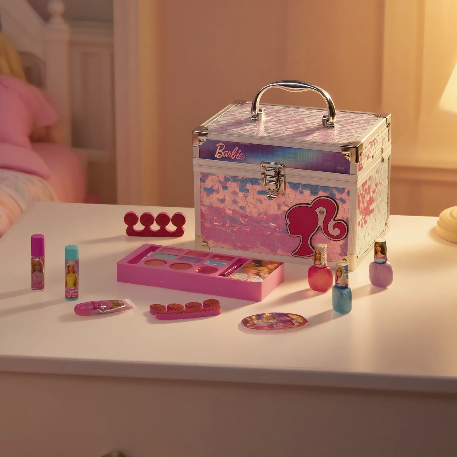 Townley Girl Barbie Makeup Train Case for Kids photo 6