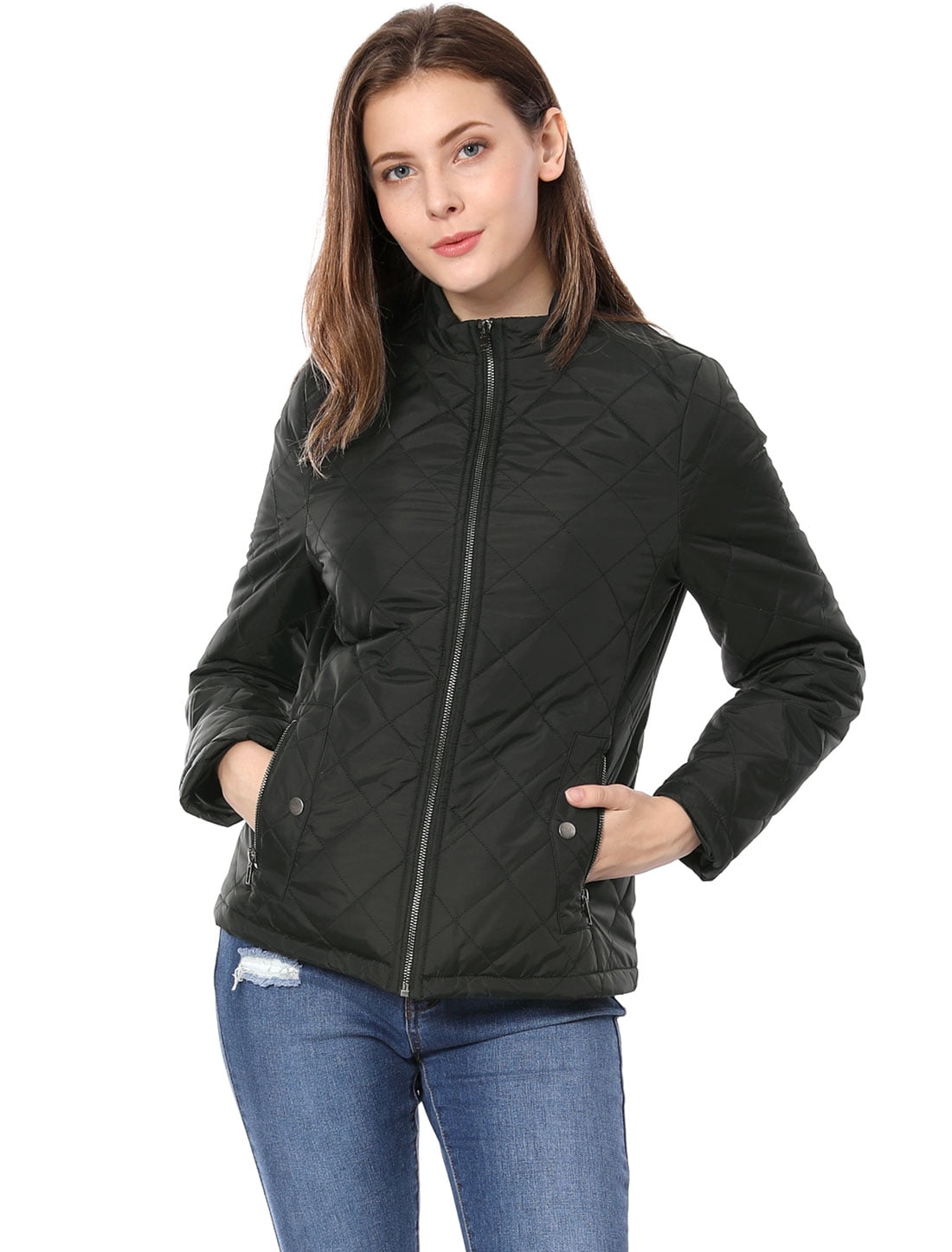 Valentine's Day Women Long Sleeves Zippered Pockets Padded Quilted ...