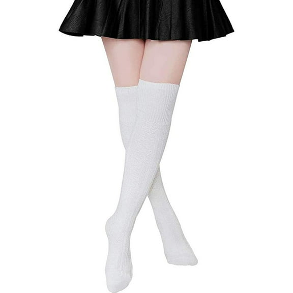 White Socks for Women Adult Women Knitting Solid Color Knee-High Socks Cotton Fashion Long Stockings on Sale Clearance