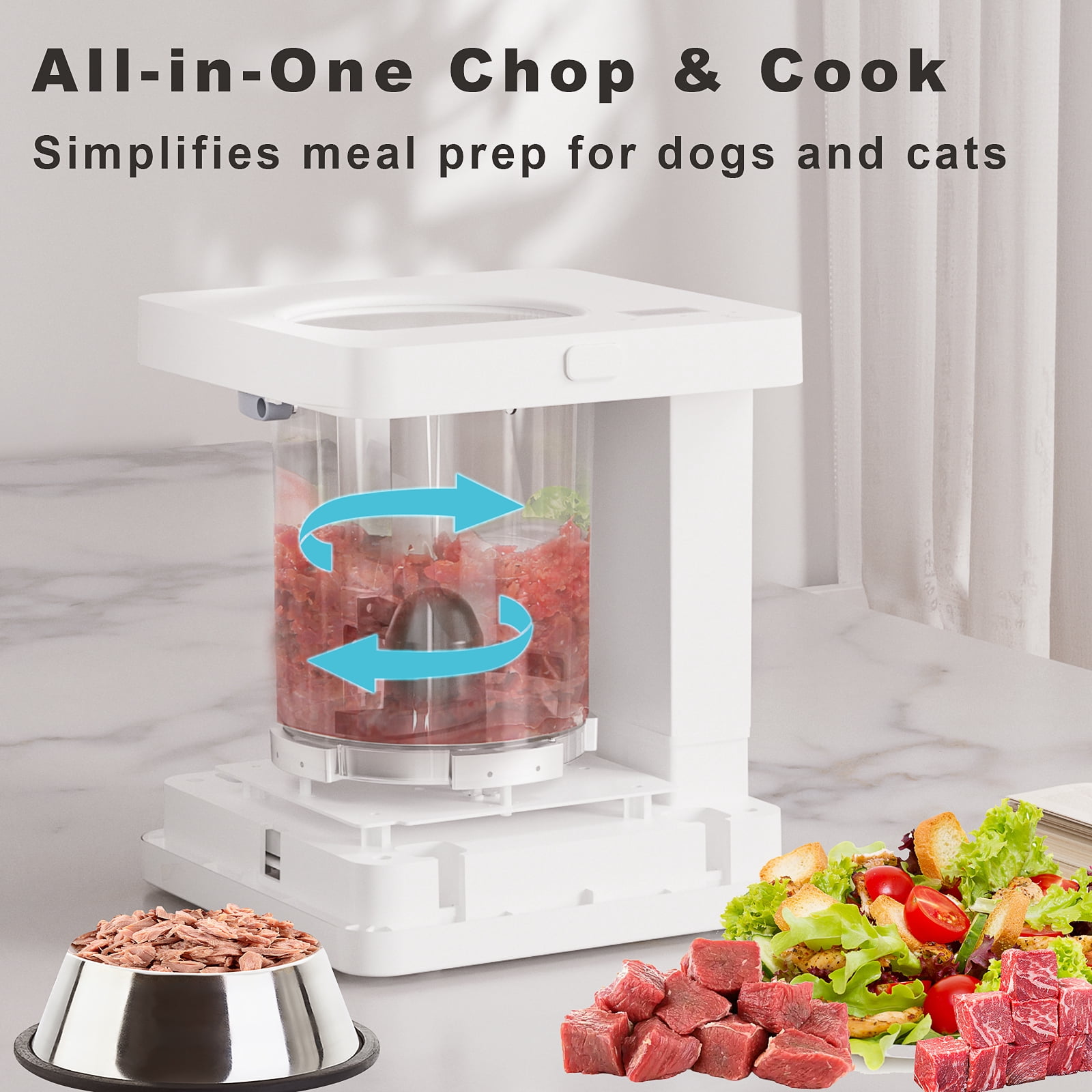 Auto Pet Food Maker – 2.5L All-in-One Food Processor for Dogs & Cats, Silent & Odor-Free, Custom Timer, Self-Cleaning, Safe Design
