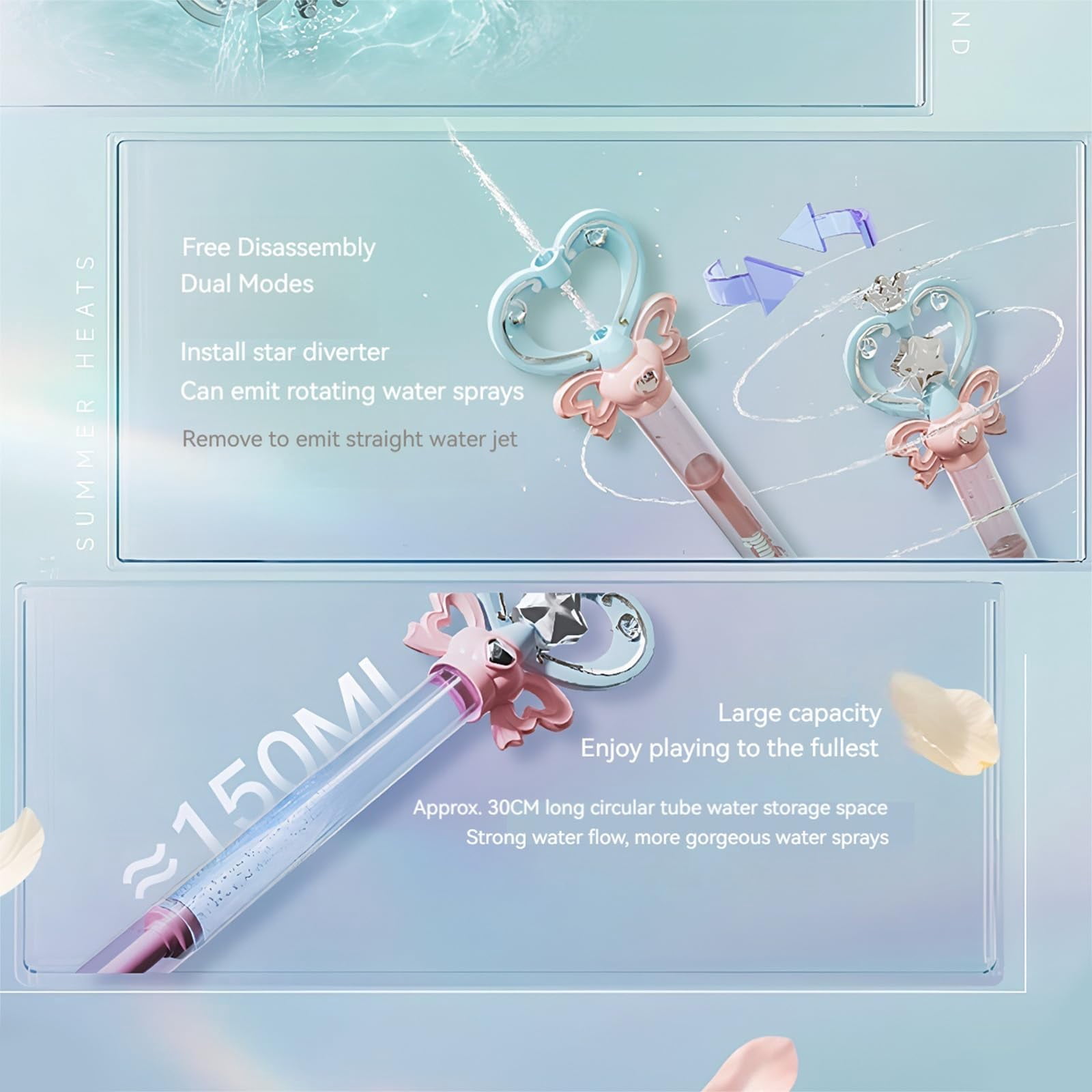 Magic Wand Water Squirter, Spinning Spray Gun with Pull-Out Pump Action, Outdoor Summer Beach Pool Party Water Blaster