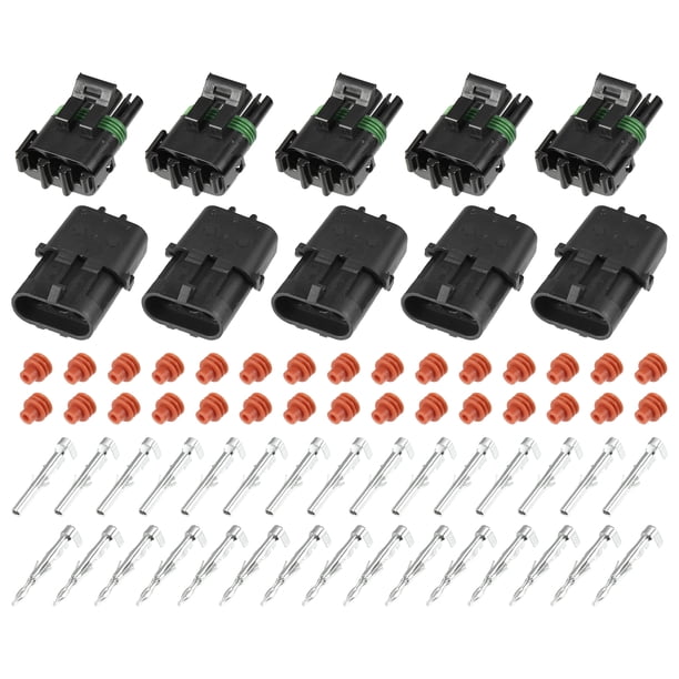 5 Kit 3 Pasadores Vías Impermeable Eléctrico Conector Serie Terminal Coche